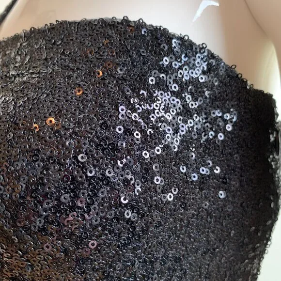 Aqua Black Sequin stretchy short dress small